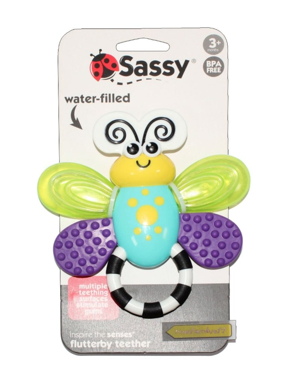 Sassy Flutterby Water-Filled Teether, 3+ Months, BPA-Free, Dishwasher-Safe